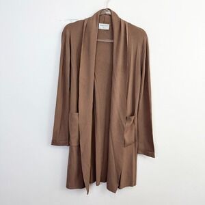 Modern Citizen Open Front Longline‎ Knit Cardigan Sweater Taupe Small